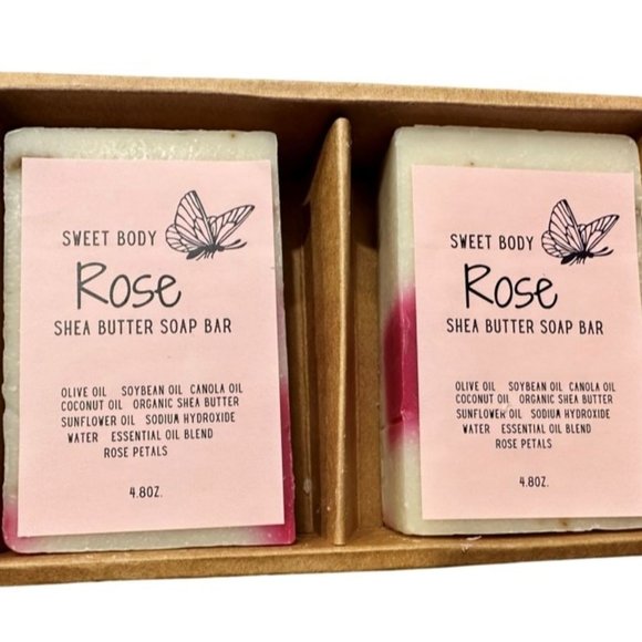 Rose Petal Shea Butter Moisturizing Soap Bar Sweet Body (2 … - Picture 1 of 8